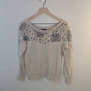 Grey floral knit sweater